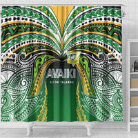 Cook Islands Rugby League Shower Curtain Avaiki Tatau Tribal Motifs Black Color LT03 - Polynesian Pride