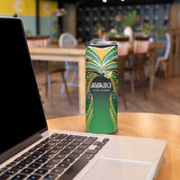 Custom Cook Islands Rugby League Skinny Tumbler Avaiki Tatau Tribal Motifs Black Color LT03 - Polynesian Pride