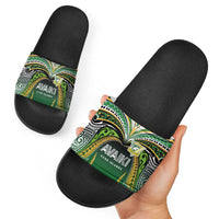 Cook Islands Rugby League Slide Sandals Avaiki Tatau Tribal Motifs Black Color LT03 - Polynesian Pride