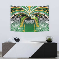 Cook Islands Rugby League Tapestry Avaiki Tatau Tribal Motifs Black Color LT03 - Polynesian Pride