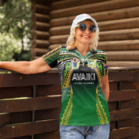 Custom Cook Islands Rugby League Women Polo Shirt Avaiki Tatau Tribal Motifs Black Color LT03 - Polynesian Pride
