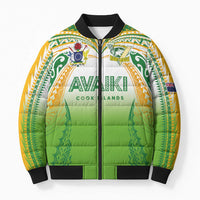 Custom Cook Islands Rugby League Bomber Puffer Jacket Avaiki Tatau Tribal Motifs White Color LT03 Unisex White - Polynesian Pride