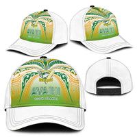 Cook Islands Rugby League Classic Cap Avaiki Tatau Tribal Motifs White Color LT03 - Polynesian Pride