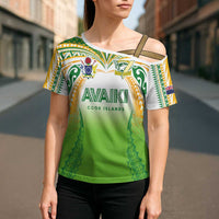 Custom Cook Islands Rugby League Cross Shoulder Shirt Avaiki Tatau Tribal Motifs White Color LT03 - Polynesian Pride