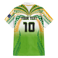 Custom Cook Islands Rugby League Family Matching Off The Shoulder Long Sleeve Dress and Hawaiian Shirt Avaiki Tatau Tribal Motifs White Color LT03 - Polynesian Pride