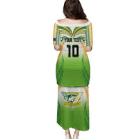 Custom Cook Islands Rugby League Family Matching Puletasi and Hawaiian Shirt Avaiki Tatau Tribal Motifs White Color LT03 - Polynesian Pride