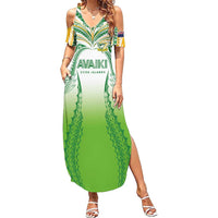 Custom Cook Islands Rugby League Family Matching Summer Maxi Dress and Hawaiian Shirt Avaiki Tatau Tribal Motifs White Color LT03 Mom's Dress White - Polynesian Pride