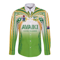 Custom Cook Islands Rugby League Long Sleeve Button Shirt Avaiki Tatau Tribal Motifs White Color LT03 Unisex White - Polynesian Pride