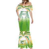 Custom Cook Islands Rugby League Mermaid Dress Avaiki Tatau Tribal Motifs White Color LT03 - Polynesian Pride