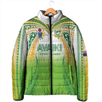 Custom Cook Islands Rugby League Padded Jacket Avaiki Tatau Tribal Motifs White Color LT03 - Polynesian Pride