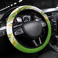 Cook Islands Rugby League Steering Wheel Cover Avaiki Tatau Tribal Motifs White Color LT03 Universal Fit White - Polynesian Pride
