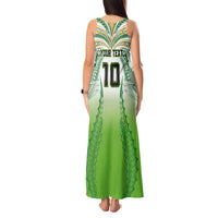 Custom Cook Islands Rugby League Tank Maxi Dress Avaiki Tatau Tribal Motifs White Color LT03 - Polynesian Pride
