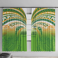 Cook Islands Rugby League Window Curtain Avaiki Tatau Tribal Motifs White Color LT03 With Hooks White - Polynesian Pride