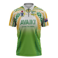 Custom Cook Islands Rugby League Zipper Polo Shirt Avaiki Tatau Tribal Motifs White Color LT03 White - Polynesian Pride