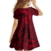 Polynesian Dolphin Valentine Day Family Matching Off Shoulder Maxi Dress and Hawaiian Shirt Hibiscus and Tribal Tattoo Red Style LT03 - Polynesian Pride