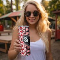 Red Taniko Motif Aotearoa Manaia and Silver Fern Skinny Tumbler LT03 - Polynesian Pride