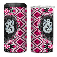 Pink Taniko Motif Aotearoa Manaia and Silver Fern 4 in 1 Can Cooler Tumbler LT03 One Size: 16 oz Pink - Polynesian Pride