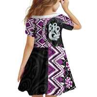 Purple Taniko Motif Aotearoa Manaia and Silver Fern Family Matching Puletasi and Hawaiian Shirt LT03 - Polynesian Pride
