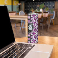 Purple Taniko Motif Aotearoa Manaia and Silver Fern Skinny Tumbler LT03 - Polynesian Pride