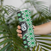 Green Taniko Motif Aotearoa Manaia and Silver Fern Skinny Tumbler LT03 - Polynesian Pride