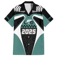 Custom New Zealand Bicycle 2025 Family Matching Short Sleeve Bodycon Dress and Hawaiian Shirt LT03 Dad's Shirt - Short Sleeve Black-Teal - Polynesian Pride
