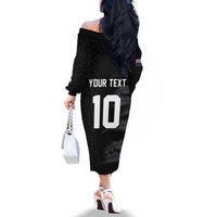 Custom New Zealand Football-Towards World Cup 2026 Family Matching Off The Shoulder Long Sleeve Dress and Hawaiian Shirt LT03 - Polynesian Pride