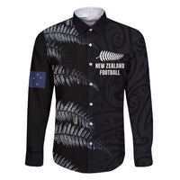 Custom New Zealand Football-Towards World Cup 2026 Family Matching Short Sleeve Bodycon Dress and Hawaiian Shirt LT03 Dad's Shirt - Long Sleeve Black - Polynesian Pride