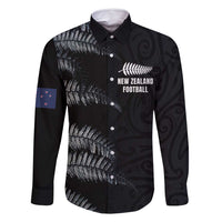 Custom New Zealand Football-Towards World Cup 2026 Family Matching Tank Maxi Dress and Hawaiian Shirt LT03 Dad's Shirt - Long Sleeve Black - Polynesian Pride