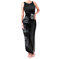 Custom New Zealand Football-Towards World Cup 2026 Family Matching Tank Maxi Dress and Hawaiian Shirt LT03 Mom's Dress Black - Polynesian Pride