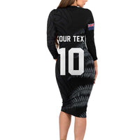 Custom New Zealand Football-Towards World Cup 2026 Long Sleeve Bodycon Dress LT03 - Polynesian Pride