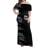 Custom New Zealand Football-Towards World Cup 2026 Off Shoulder Maxi Dress LT03 Women Black - Polynesian Pride