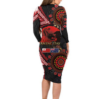 Tonga and Australia ANZAC Day Family Matching Long Sleeve Bodycon Dress and Hawaiian Shirt Aboriginal and Ngatu Art Pattern - Gallipoli Lest We Forget LT03 - Polynesian Pride