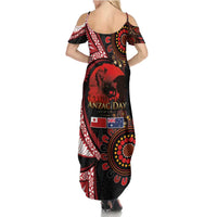 Tonga and Australia ANZAC Day Family Matching Summer Maxi Dress and Hawaiian Shirt Aboriginal and Ngatu Art Pattern - Gallipoli Lest We Forget LT03 - Polynesian Pride