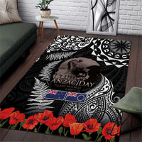 New Zealand and Cook Islands ANZAC Day Area Rug Gallipoli Lest We Forget Tatau Art Tribal and Maori Tattoo with Fern LT03 Black - Polynesian Pride