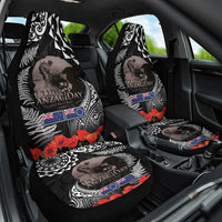 New Zealand and Cook Islands ANZAC Day Car Seat Cover Gallipoli Lest We Forget Tatau Art Tribal and Maori Tattoo with Fern LT03 One Size Black - Polynesian Pride