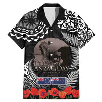 New Zealand and Cook Islands ANZAC Day Family Matching Mermaid Dress and Hawaiian Shirt Gallipoli Lest We Forget Tatau Art Tribal and Maori Tattoo with Fern LT03 Dad's Shirt - Short Sleeve Black - Polynesian Pride