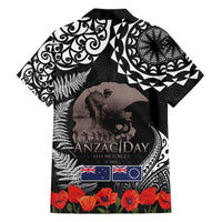 New Zealand and Cook Islands ANZAC Day Family Matching Off Shoulder Maxi Dress and Hawaiian Shirt Gallipoli Lest We Forget Tatau Art Tribal and Maori Tattoo with Fern LT03 - Polynesian Pride