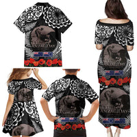 New Zealand and Cook Islands ANZAC Day Family Matching Puletasi and Hawaiian Shirt Gallipoli Lest We Forget Tatau Art Tribal and Maori Tattoo with Fern LT03 - Polynesian Pride