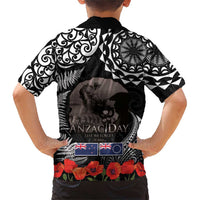 New Zealand and Cook Islands ANZAC Day Family Matching Short Sleeve Bodycon Dress and Hawaiian Shirt Gallipoli Lest We Forget Tatau Art Tribal and Maori Tattoo with Fern LT03 - Polynesian Pride
