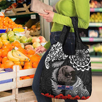 New Zealand and Cook Islands ANZAC Day Grocery Bag Gallipoli Lest We Forget Tatau Art Tribal and Maori Tattoo with Fern LT03 - Polynesian Pride