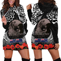 New Zealand and Cook Islands ANZAC Day Hoodie Dress Gallipoli Lest We Forget Tatau Art Tribal and Maori Tattoo with Fern LT03 - Polynesian Pride