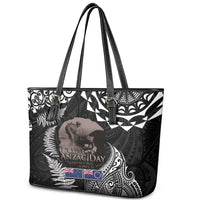 New Zealand and Cook Islands ANZAC Day Leather Tote Bag Gallipoli Lest We Forget Tatau Art Tribal and Maori Tattoo with Fern LT03 - Polynesian Pride