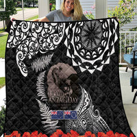 New Zealand and Cook Islands ANZAC Day Quilt Gallipoli Lest We Forget Tatau Art Tribal and Maori Tattoo with Fern LT03 Black - Polynesian Pride