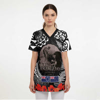 New Zealand and Cook Islands ANZAC Day Scrub Top Gallipoli Lest We Forget Tatau Art Tribal and Maori Tattoo with Fern LT03 - Polynesian Pride