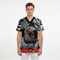 New Zealand and Cook Islands ANZAC Day Scrub Top Gallipoli Lest We Forget Tatau Art Tribal and Maori Tattoo with Fern LT03 - Polynesian Pride