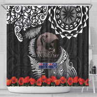 New Zealand and Cook Islands ANZAC Day Shower Curtain Gallipoli Lest We Forget Tatau Art Tribal and Maori Tattoo with Fern LT03 - Polynesian Pride