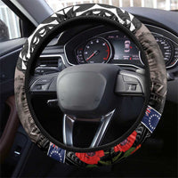 New Zealand and Cook Islands ANZAC Day Steering Wheel Cover Gallipoli Lest We Forget Tatau Art Tribal and Maori Tattoo with Fern LT03 - Polynesian Pride