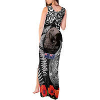 New Zealand and Cook Islands ANZAC Day Tank Maxi Dress Gallipoli Lest We Forget Tatau Art Tribal and Maori Tattoo with Fern LT03 - Polynesian Pride