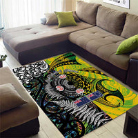 New Zealand and Cook Islands Together Area Rug Tatau Art Tribal Pattern-Maori Tattoo with Fern and Paua Shell LT03 - Polynesian Pride