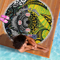 New Zealand and Cook Islands Together Beach Blanket Tatau Art Tribal Pattern-Maori Tattoo with Fern and Paua Shell LT03 - Polynesian Pride